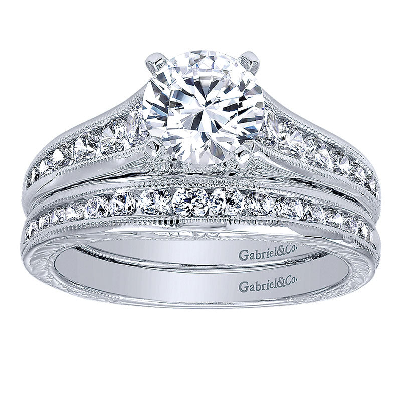 Engagement Ring 14k White Gold Diamond Straight