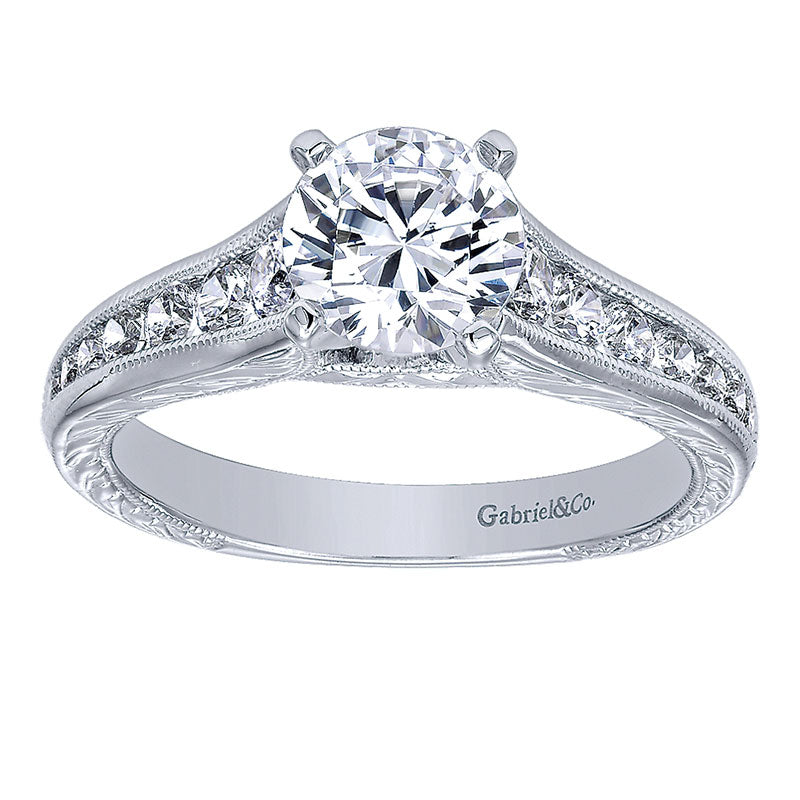 Engagement Ring 14k White Gold Diamond Straight