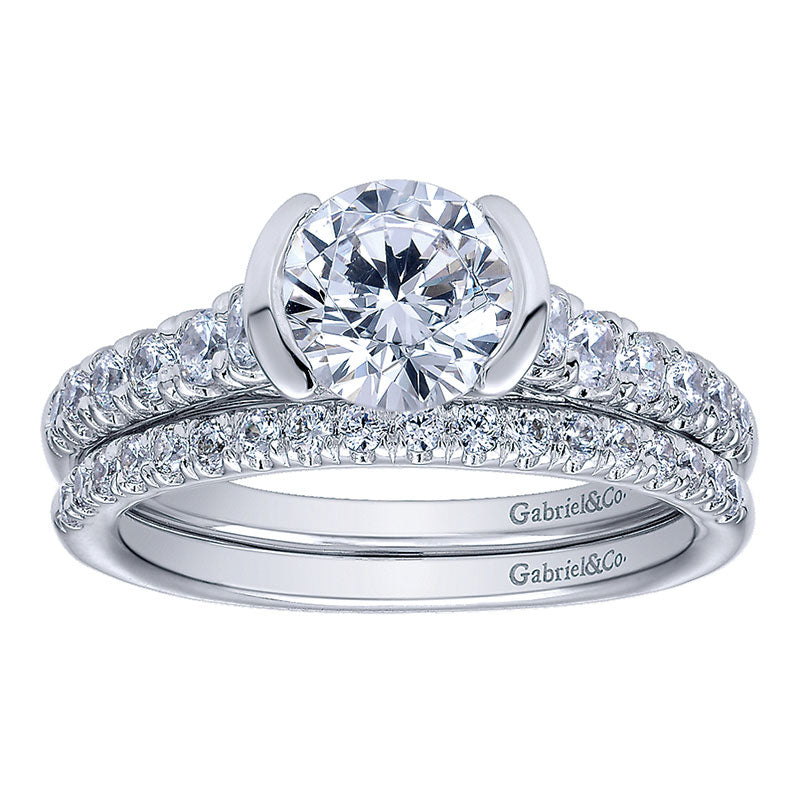 Engagement Ring 14k White Gold Diamond Straight