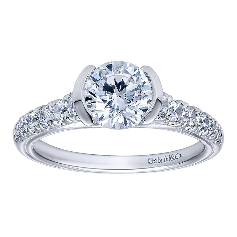Engagement Ring 14k White Gold Diamond Straight