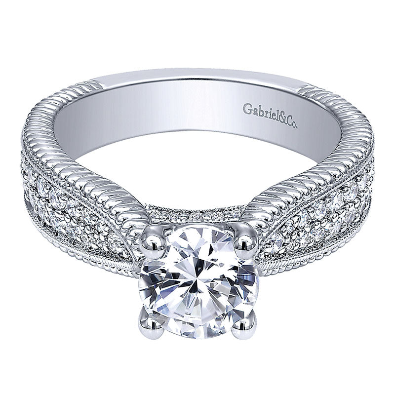 Engagement Ring 14k White Gold Diamond Straight
