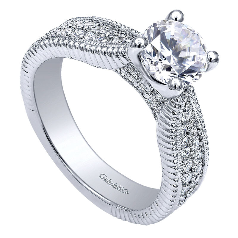 Engagement Ring 14k White Gold Diamond Straight