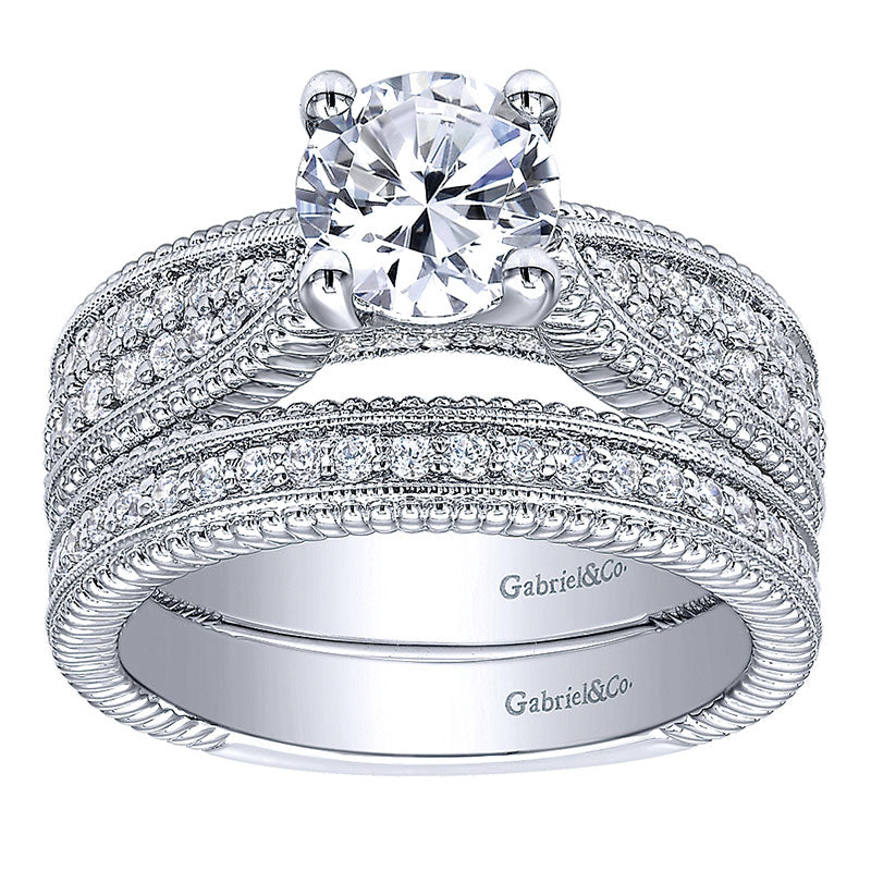 Engagement Ring 14k White Gold Diamond Straight