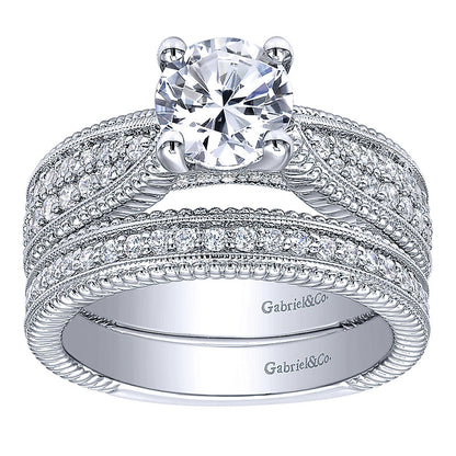Engagement Ring 14k White Gold Diamond Straight