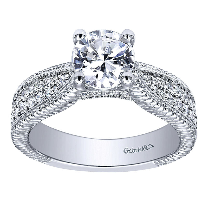 Engagement Ring 14k White Gold Diamond Straight
