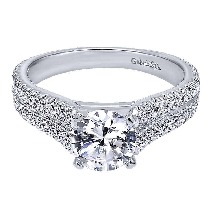 Engagement Ring 14k White Gold Diamond Straight