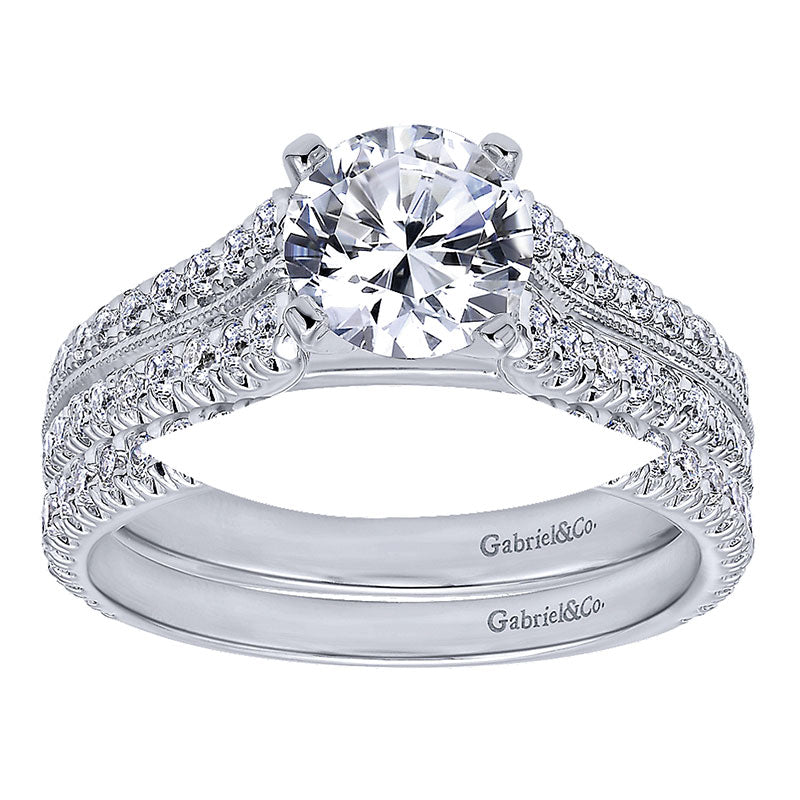 Engagement Ring 14k White Gold Diamond Straight
