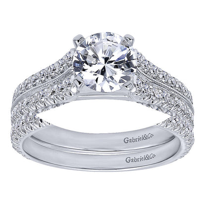 Engagement Ring 14k White Gold Diamond Straight