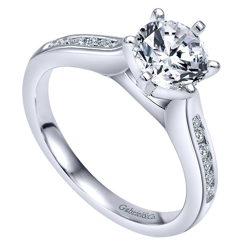 Engagement Ring 14k White Gold Diamond Straight