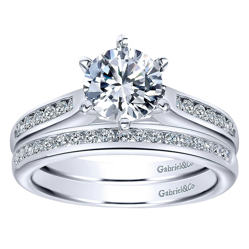 Engagement Ring 14k White Gold Diamond Straight