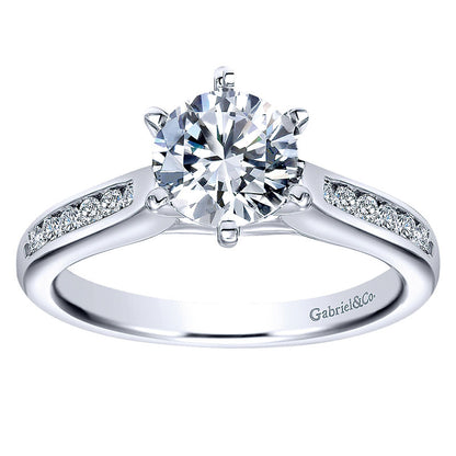 Engagement Ring 14k White Gold Diamond Straight