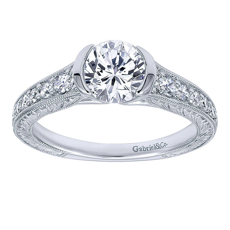 Engagement Ring 14k White Gold Diamond Straight
