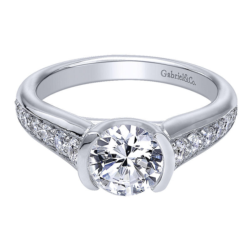 Engagement Ring 14k White Gold Diamond Straight
