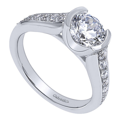 Engagement Ring 14k White Gold Diamond Straight