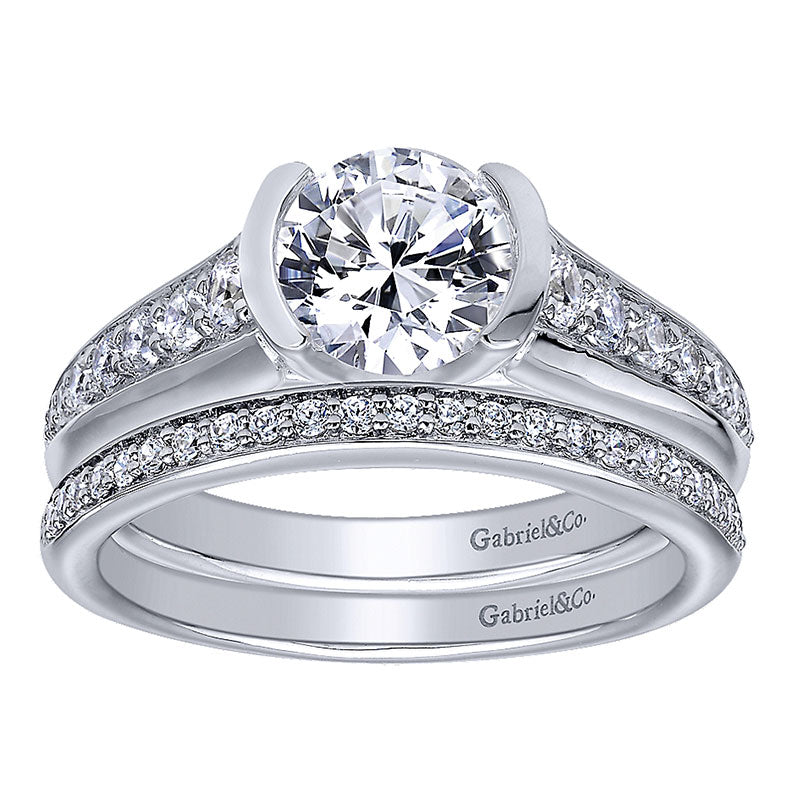 Engagement Ring 14k White Gold Diamond Straight