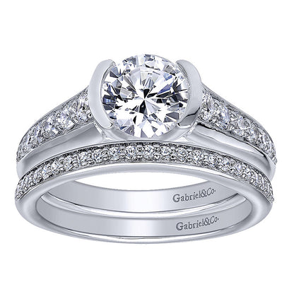 Engagement Ring 14k White Gold Diamond Straight