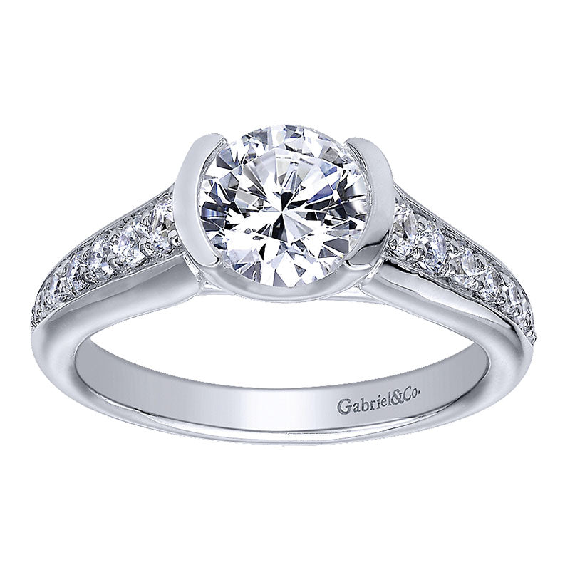 Engagement Ring 14k White Gold Diamond Straight