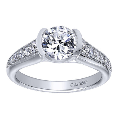 Engagement Ring 14k White Gold Diamond Straight