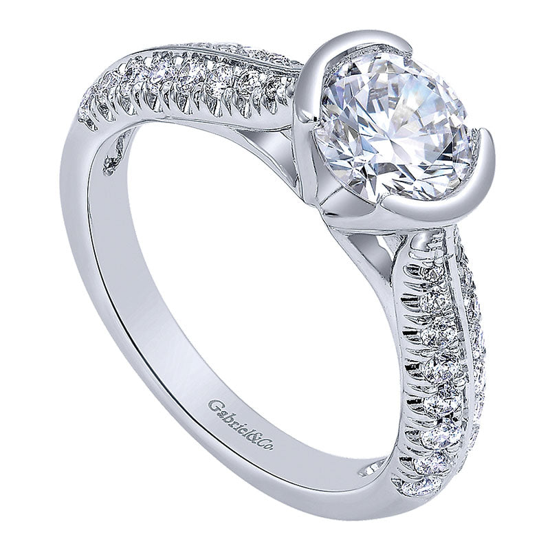 Engagement Ring 14k White Gold Diamond Straight