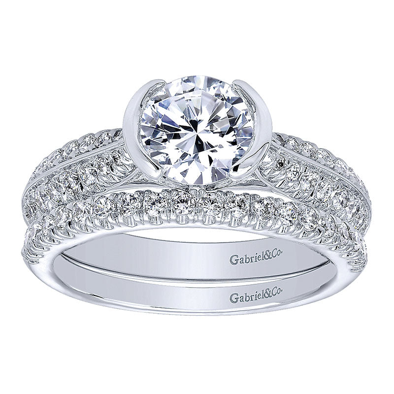 Engagement Ring 14k White Gold Diamond Straight