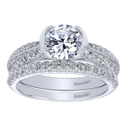 Engagement Ring 14k White Gold Diamond Straight