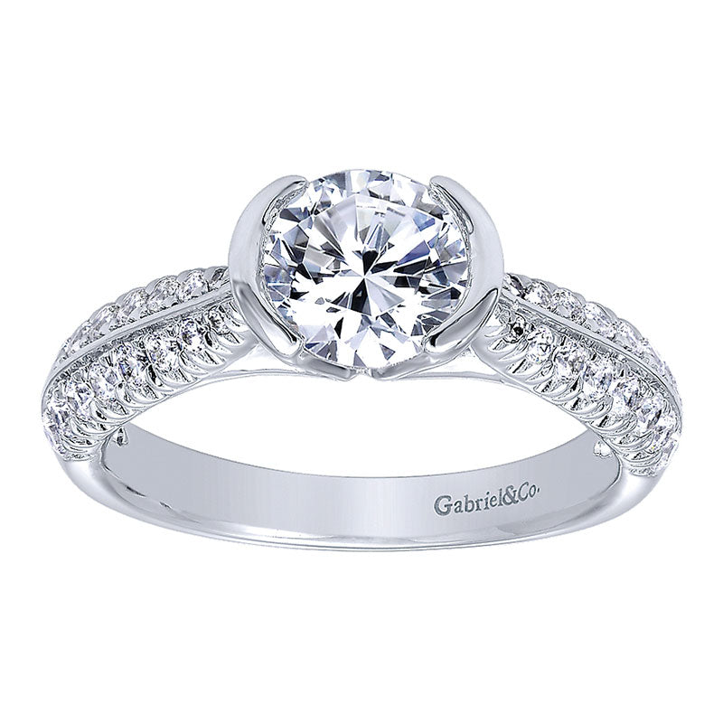 Engagement Ring 14k White Gold Diamond Straight