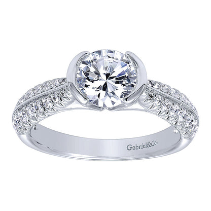 Engagement Ring 14k White Gold Diamond Straight