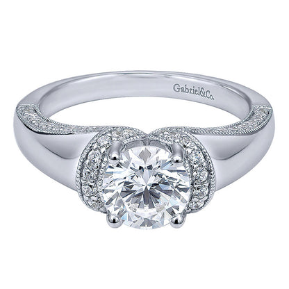Engagement Ring 14k White Gold Diamond Straight