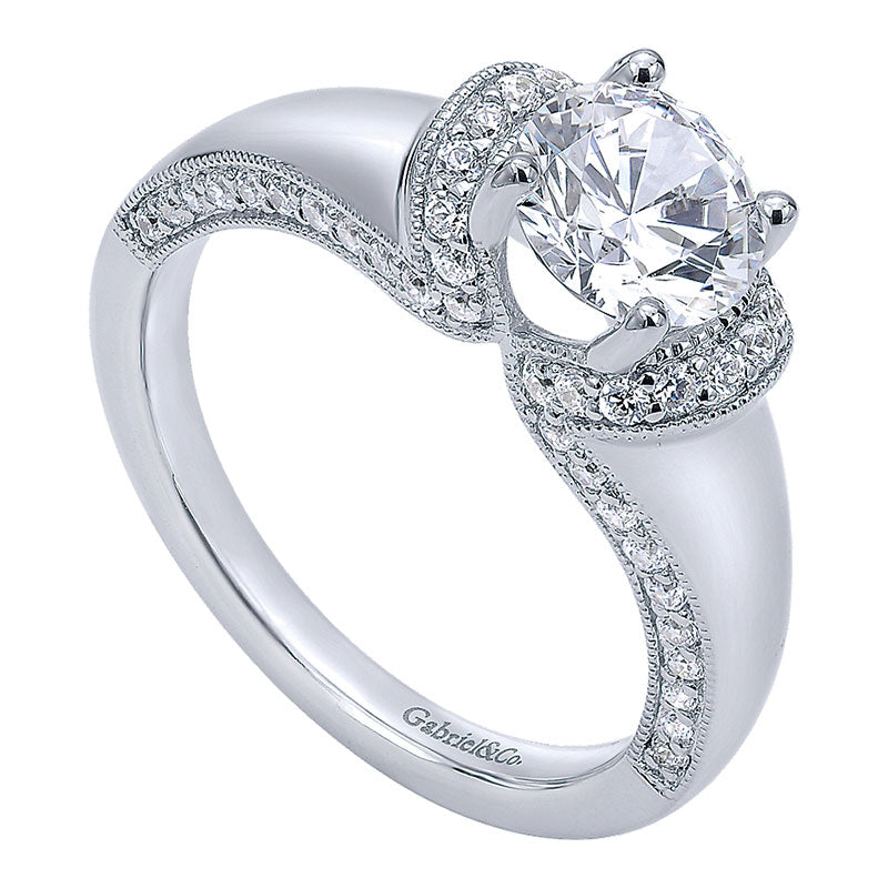 Engagement Ring 14k White Gold Diamond Straight