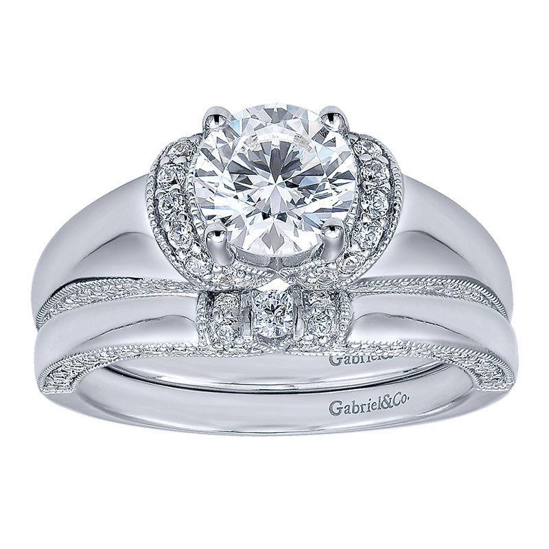 Engagement Ring 14k White Gold Diamond Straight