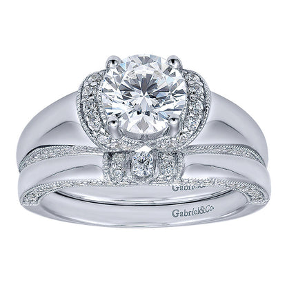 Engagement Ring 14k White Gold Diamond Straight