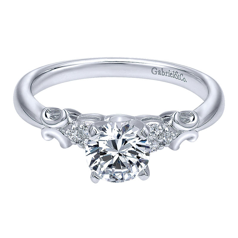 Engagement Ring 14k White Gold Diamond Straight
