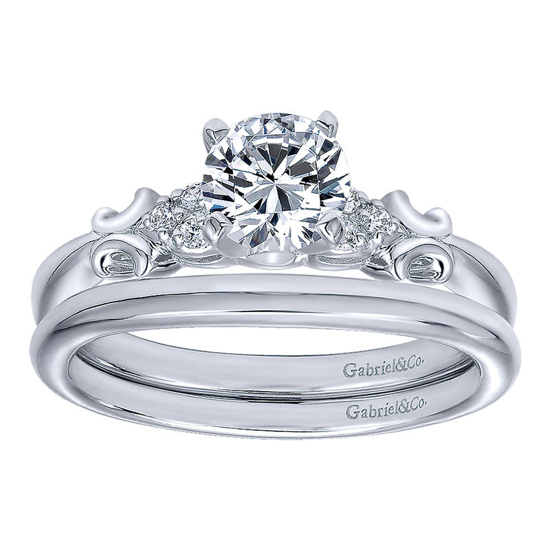 Engagement Ring 14k White Gold Diamond Straight