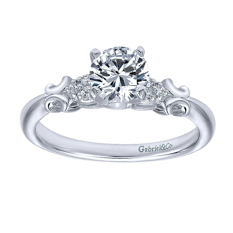 Engagement Ring 14k White Gold Diamond Straight