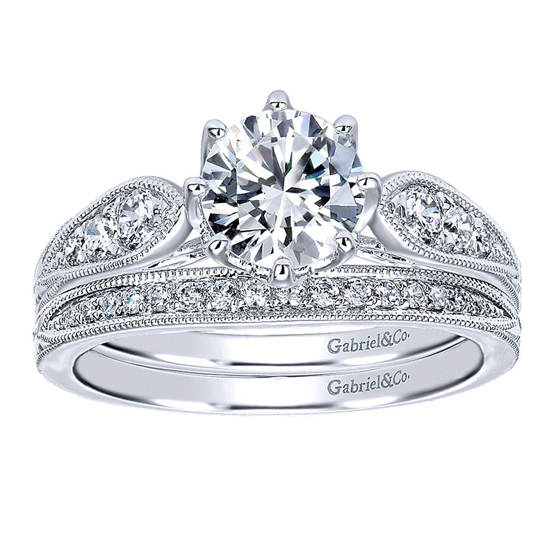 14K White Gold Diamond Straight 14K White Gold Engagement Ring ER11723R4W44Jj