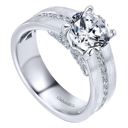 14K White Gold Diamond Straight 14K White Gold Engagement Ring ER12345R6W44Jj