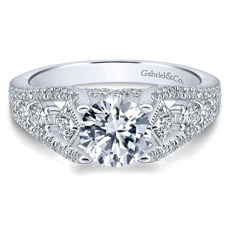 14K White Gold Diamond Straight 14K White Gold Engagement Ring ER12814R4W44Jj