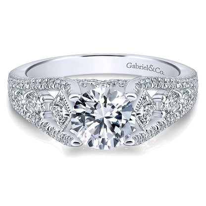 14K White Gold Diamond Straight 14K White Gold Engagement Ring ER12814R4W44Jj