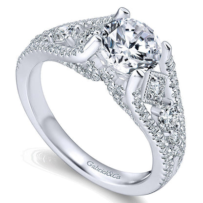 14K White Gold Diamond Straight 14K White Gold Engagement Ring ER12814R4W44Jj