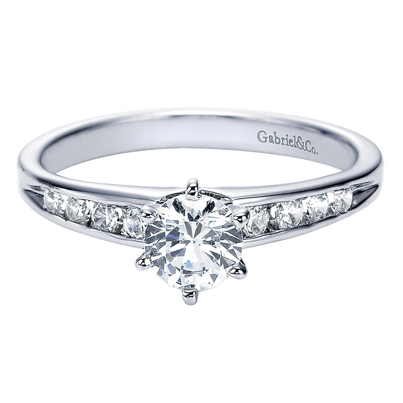 Engagement Ring 14k White Gold Diamond Straight