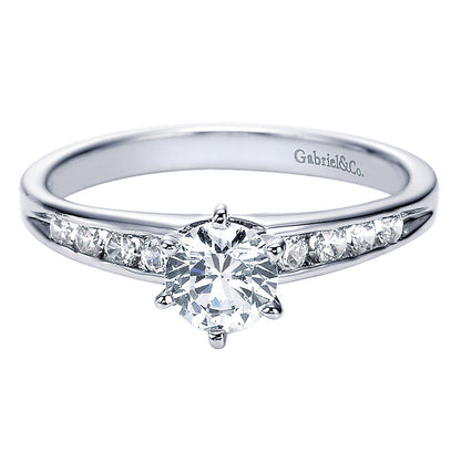 Engagement Ring 14k White Gold Diamond Straight