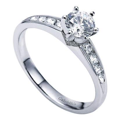 Engagement Ring 14k White Gold Diamond Straight