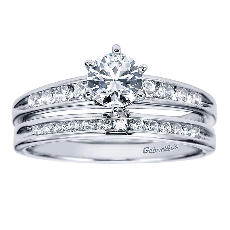 Engagement Ring 14k White Gold Diamond Straight
