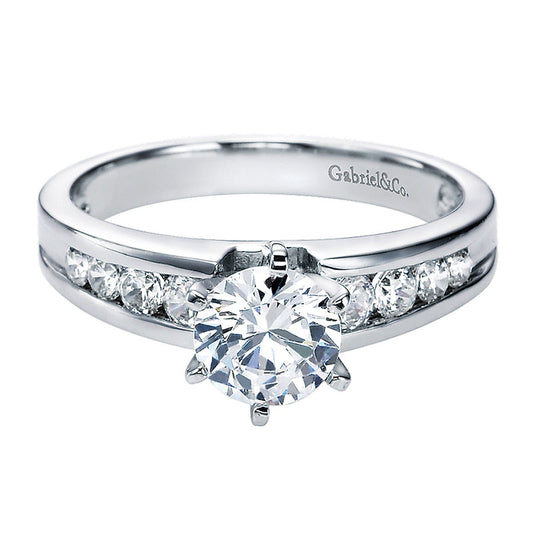 Engagement Ring 14k White Gold Diamond Straight