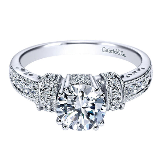 Engagement Ring 14k White Gold Diamond Straight