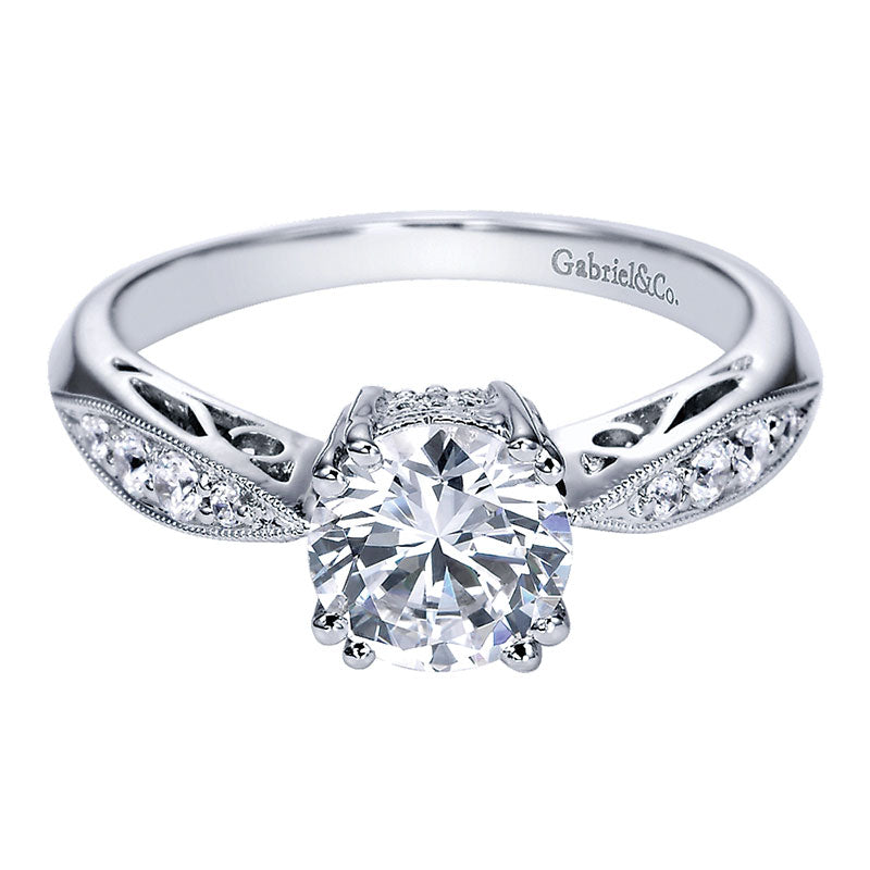Engagement Ring 14k White Gold Diamond Straight