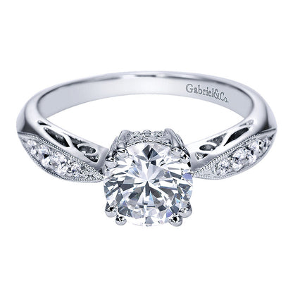 Engagement Ring 14k White Gold Diamond Straight