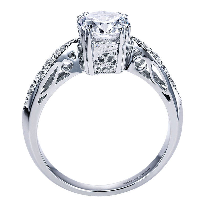 Engagement Ring 14k White Gold Diamond Straight