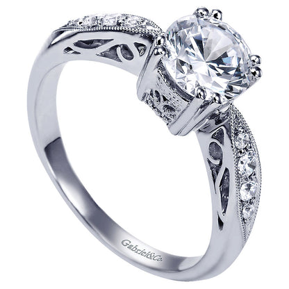 Engagement Ring 14k White Gold Diamond Straight