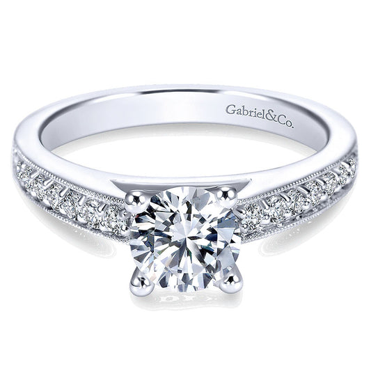 14K White Gold Diamond Straight 14K White Gold Engagement Ring ER3858W44Jj